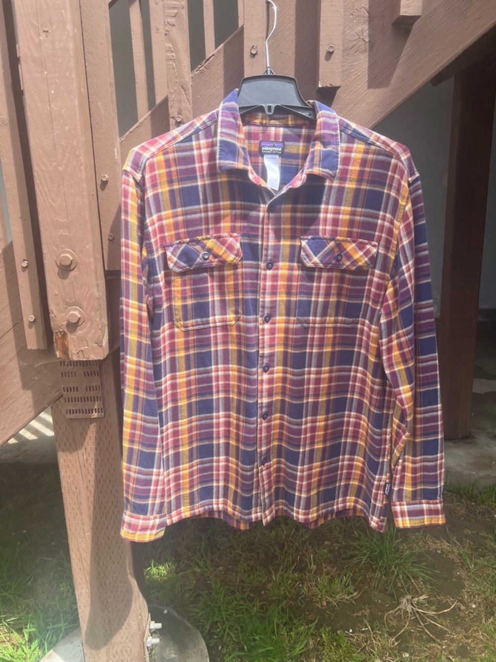 Patagonia Organic Flannel Shirt - Purple, Yellow, Red - Picture 1 of 9